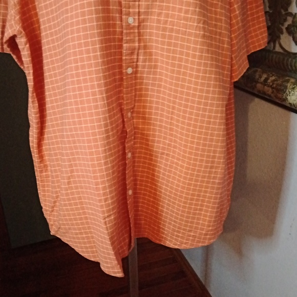 L.L. Bean Men’s Fun Orange Check Short Sleeve Button-Down Shirt Sz XL - Picture 3 of 9